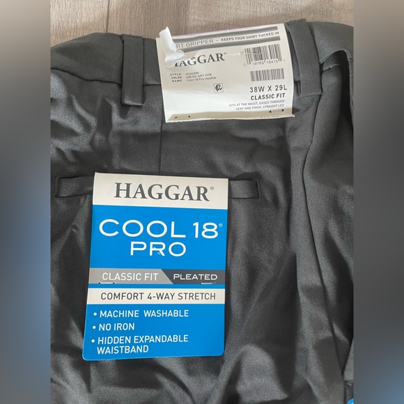 Haggar Cool 18 Pro Classic Fit Pleated Pants - Dark Gray - Picture 2 of 10